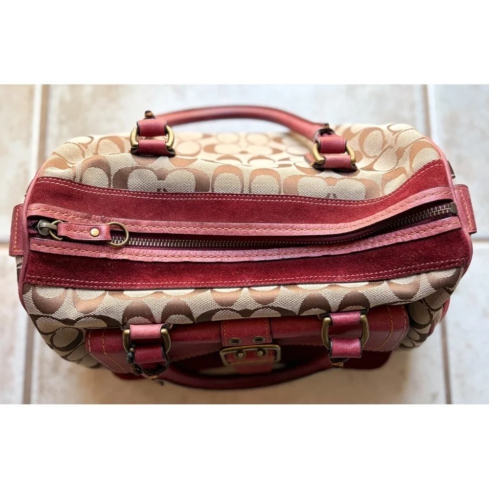 Y2K Coach Special Edition Fall 2004 Signature Canvas Satchel Bag Burgundy Red